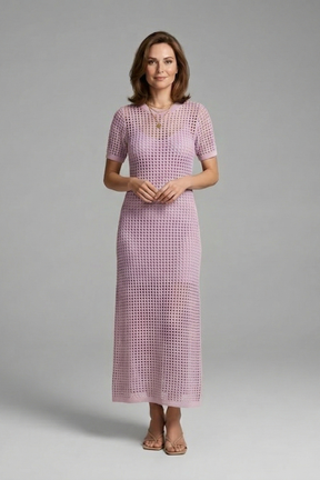 Mujer Vestido Largo con Manga Cortas y Cut-Out Surface