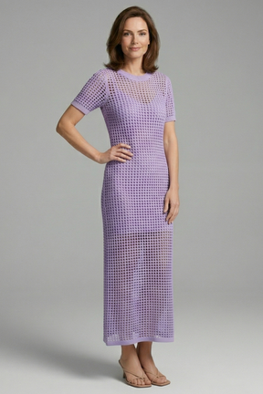 Mujer Vestido Largo con Manga Cortas y Cut-Out Surface