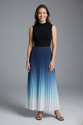Mujer Vestido Largo con Sin Mangas diseño y Plisado Falda