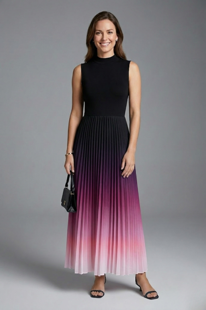 Mujer Vestido Largo con Sin Mangas diseño y Plisado Falda