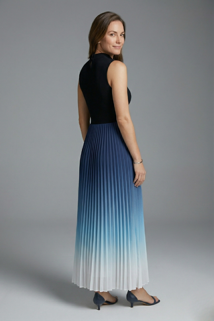 Mujer Vestido Largo con Sin Mangas diseño y Plisado Falda