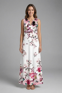 Mujer Vestido Largo con Split Neck y Sin Mangas diseño