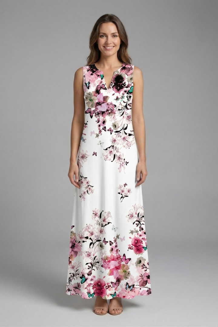 Mujer Vestido Largo con Split Neck y Sin Mangas diseño