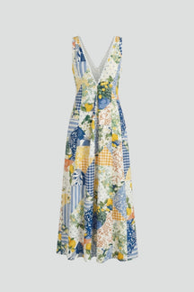 Women’s Maxi vestido con cuello en V y Printed Surface