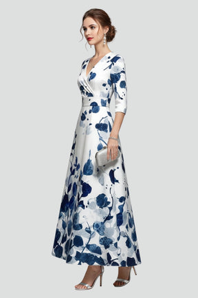 Women’s Maxi vestido con cuello en V y Printed Surface
