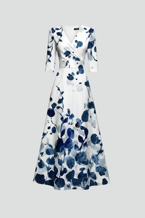 Women’s Maxi vestido con cuello en V y Printed Surface