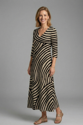 Mujer Vestido Largo con de Cuello en V y Manga Cortas