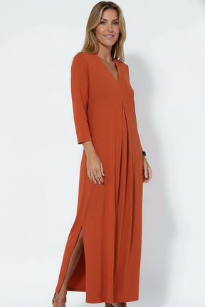 Women’s Maxi vestido con cuello en V y Side Slit