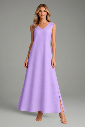 Women’s Maxi vestido con cuello en V y Side Slit