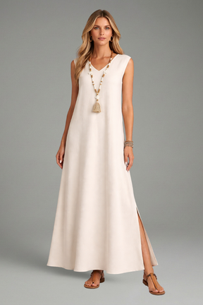 Women’s Maxi vestido con cuello en V y Side Slit