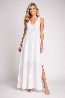 Mujer Vestido Largo con de Cuello en V y Side Slits
