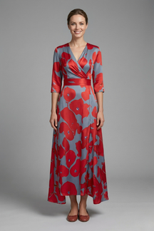 Mujer Vestido Largo con de Cuello en V y Wrap cintura