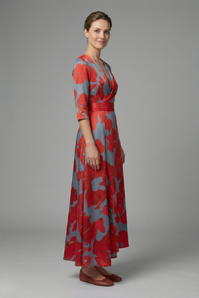 Mujer Vestido Largo con de Cuello en V y Wrap cintura