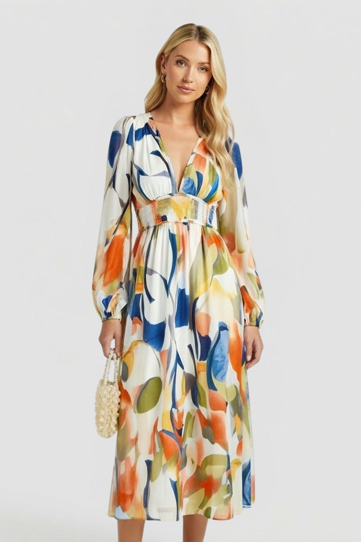 Mujer Vestido Largo con cuello en V y Floral Print