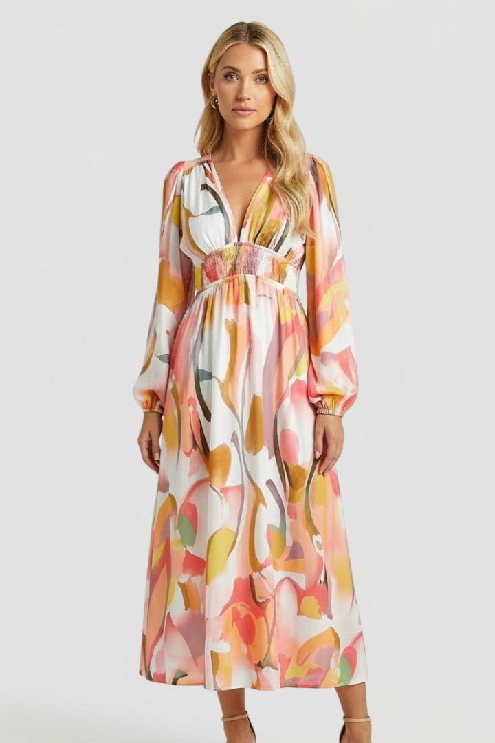 Mujer Vestido Largo con cuello en V y Floral Print
