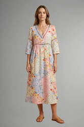 Mujer Vestido Largo con escote en V y Patchwork Print