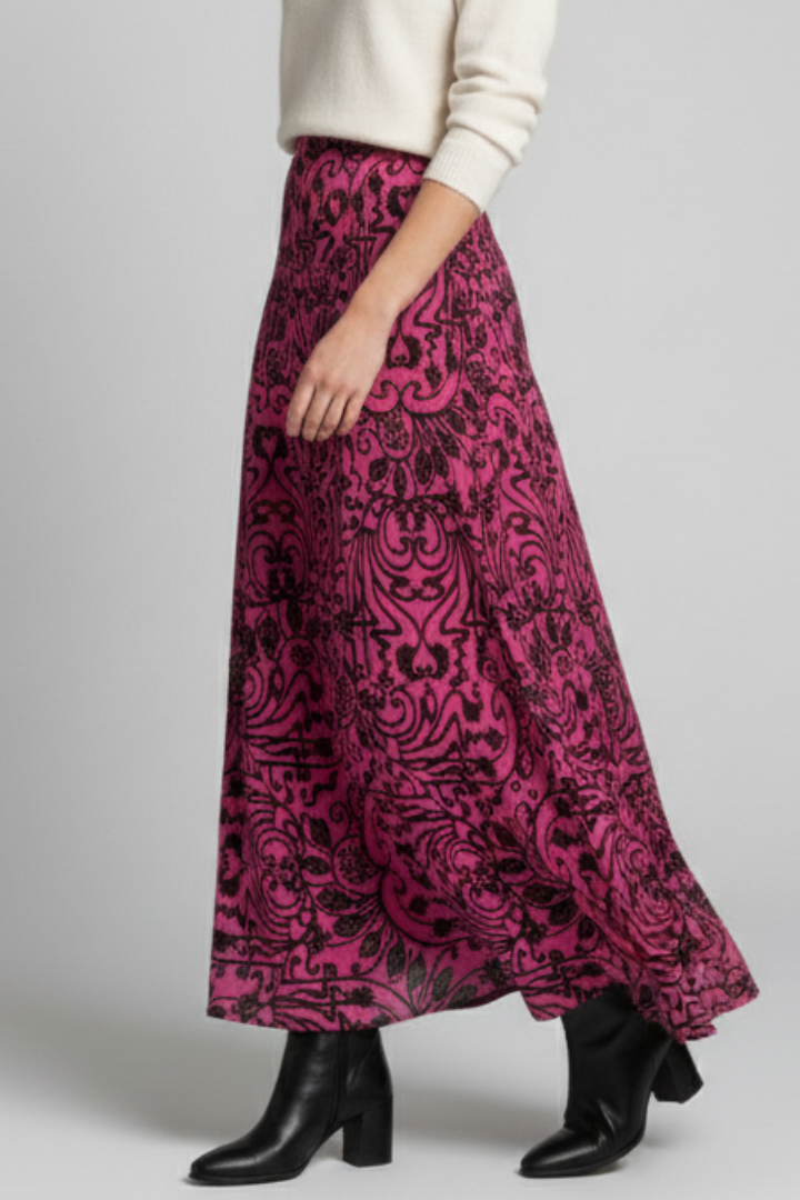Mujer Maxi Falda con Elastic cintura y Printed Surface