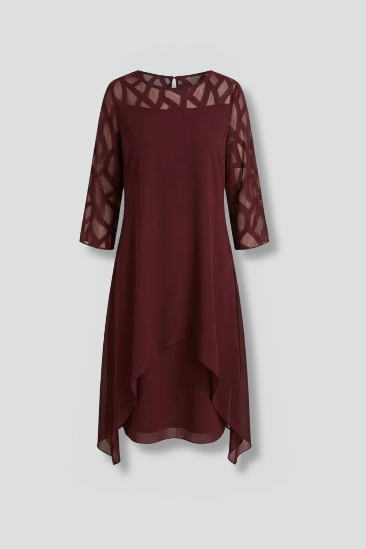 Mujer Vestido Midi con Adjustable corte y Manga Cortas
