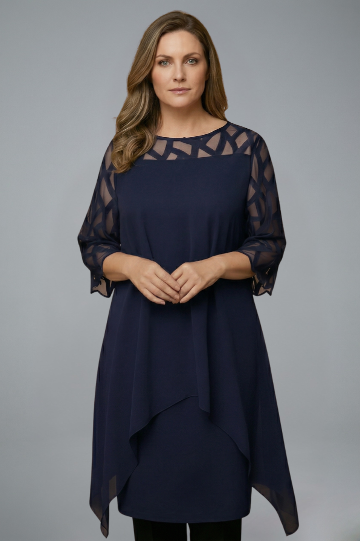 Mujer Vestido Midi con Adjustable corte y Manga Cortas