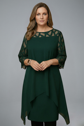 Mujer Vestido Midi con Adjustable corte y Manga Cortas