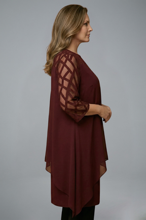 Mujer Vestido Midi con Adjustable corte y Manga Cortas
