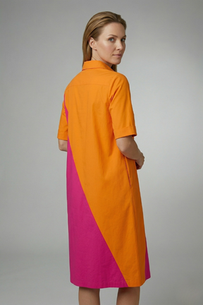 Mujer Vestido Midi con cuello Neck y Manga Cortas