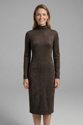 Mujer Vestido Midi con cuello alto y Manga Largas