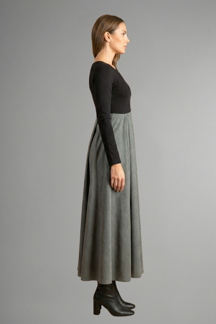 Mujer Vestido Midi de Manga Larga y Two Tone diseño