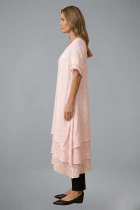 Mujer Vestido Midi con Open Neckline y Flowing Falda