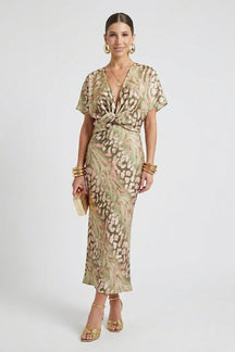 Mujer Vestido Midi con Plisado Falda y Floral Print