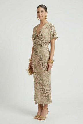 Mujer Vestido Midi con Plisado Falda y Floral Print
