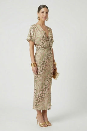 Mujer Vestido Midi con Plisado Falda y Floral Print