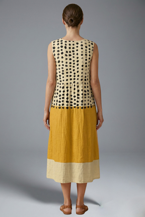 Mujer Vestido Midi con Polka estampado y Colourblock diseño