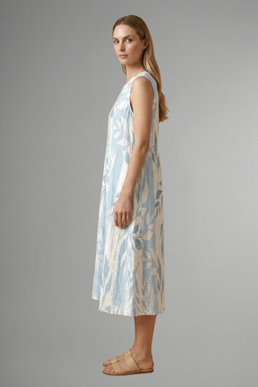 Mujer Vestido Midi con de Cuello Redondo y Leaf estampado