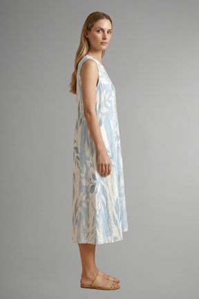 Mujer Vestido Midi con de Cuello Redondo y Leaf estampado