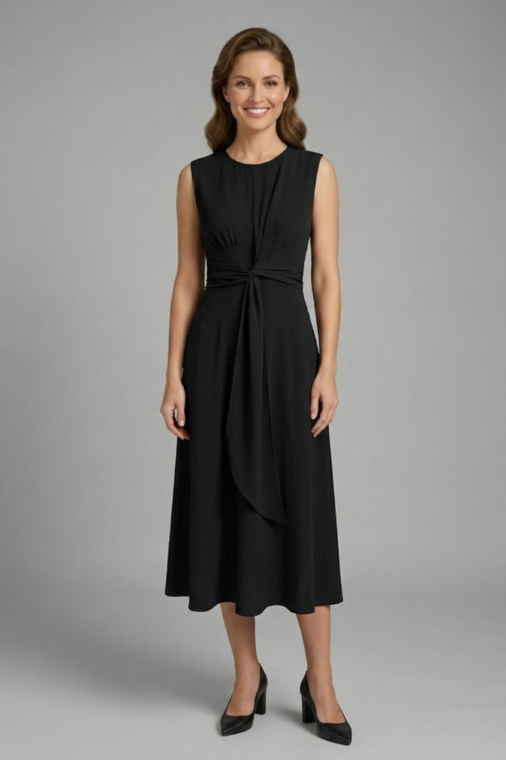 Mujer Vestido Midi con Sin Mangas diseño y de Cuello Redondoline