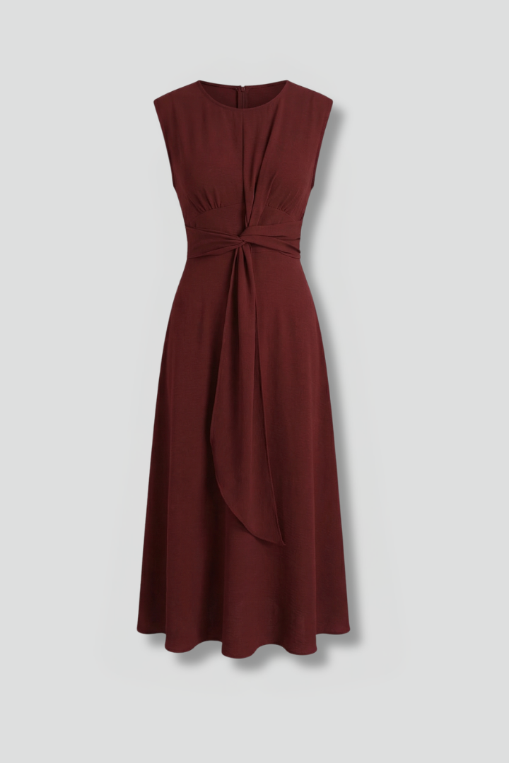 Mujer Vestido Midi con Sin Mangas diseño y de Cuello Redondoline