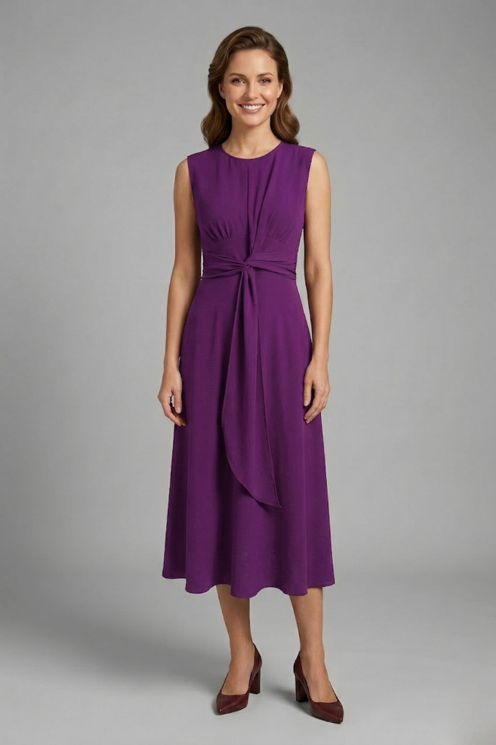 Mujer Vestido Midi con Sin Mangas diseño y de Cuello Redondoline