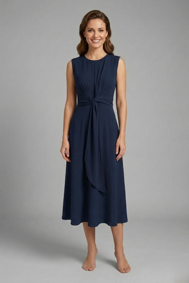 Mujer Vestido Midi con Sin Mangas diseño y de Cuello Redondoline
