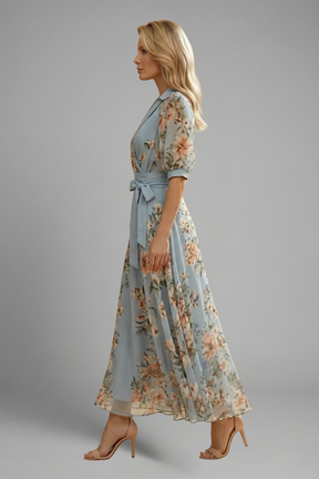 Mujer Vestido Midi con de Cuello en V y estampado floral