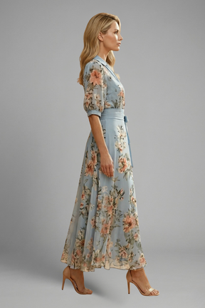 Mujer Vestido Midi con de Cuello en V y estampado floral