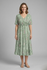 Women’s Midi vestido con cuello en V y manga corta
