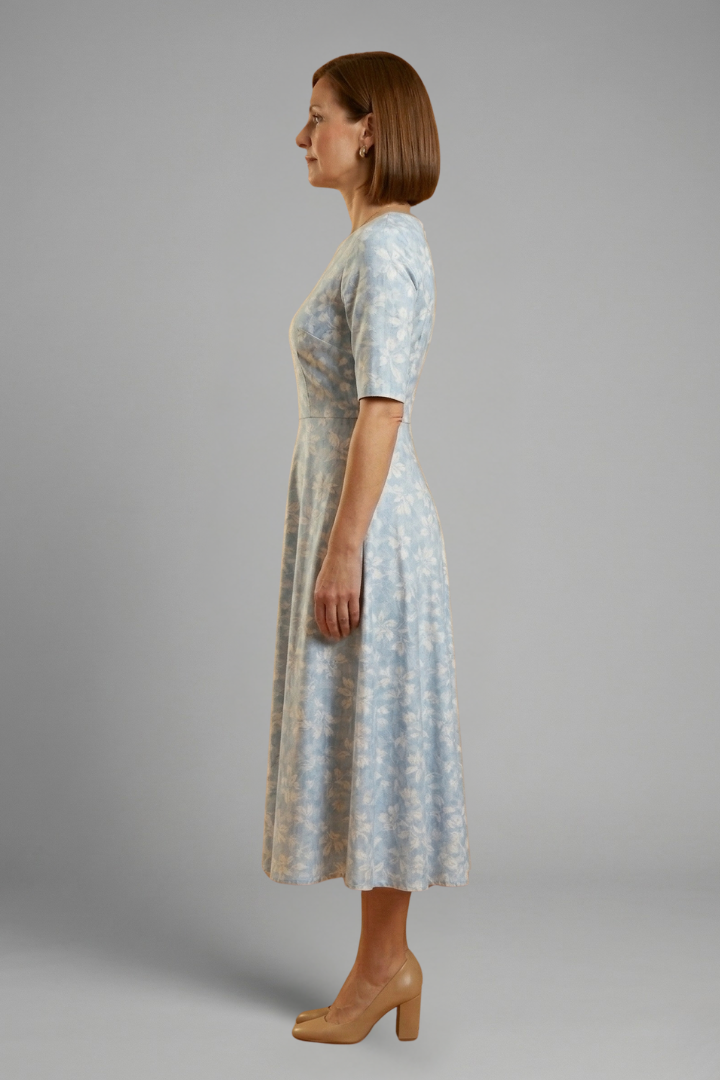 Women’s Midi vestido con escote en V y bolsillos laterales