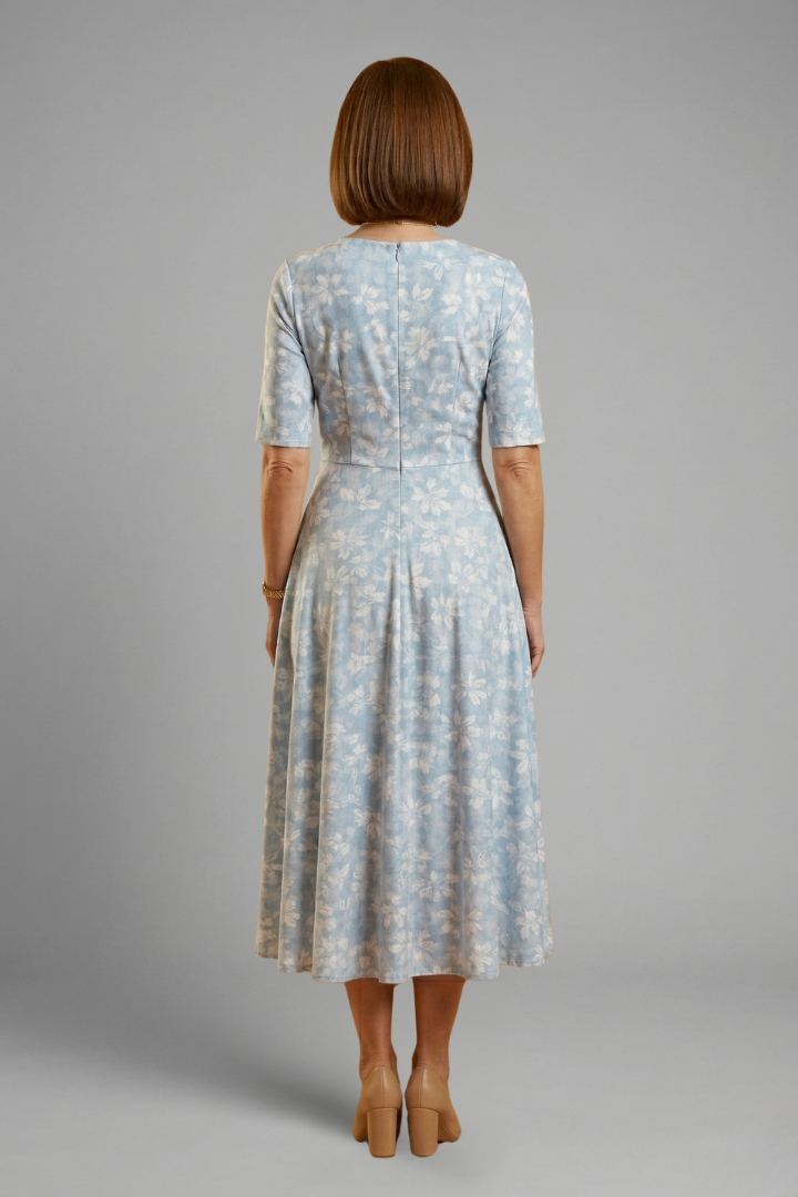 Women’s Midi vestido con escote en V y bolsillos laterales
