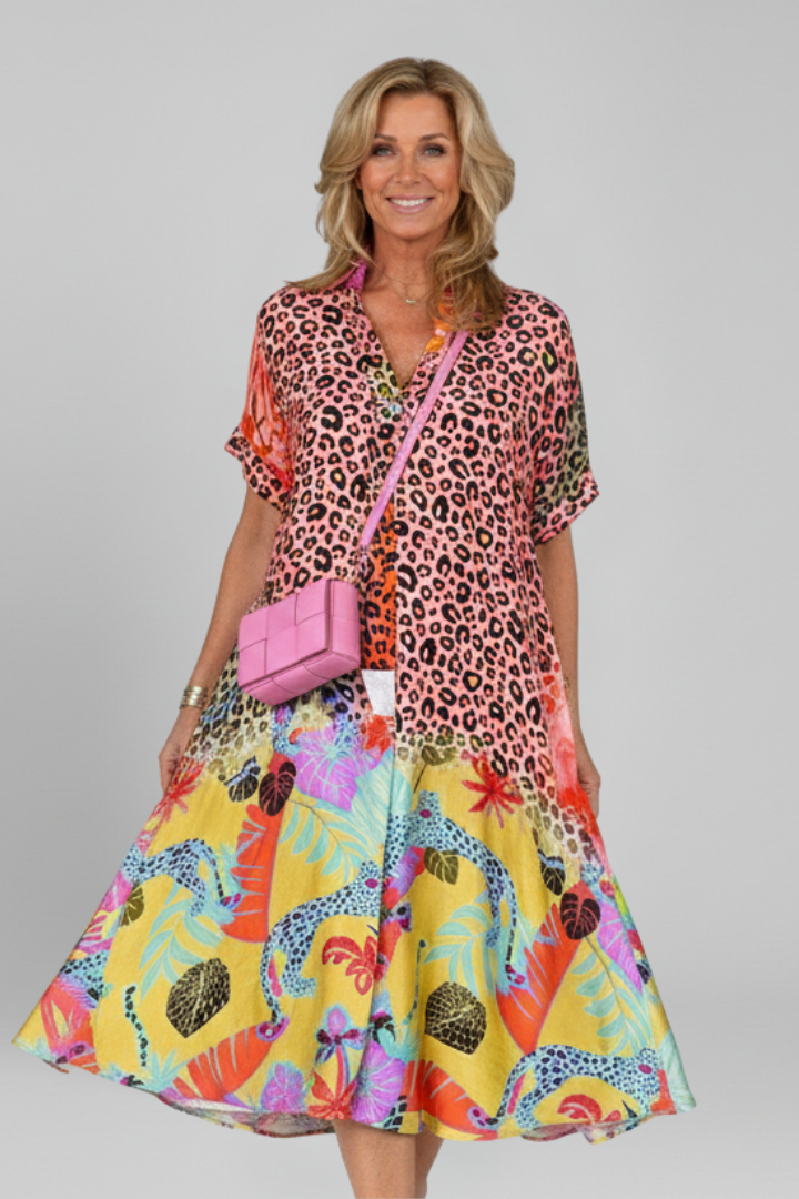 Mujer Vestido Midi con escote en V y Patterned Surface