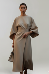 Mujer Vestido Midi con Wide mangas y Cinturóned cintura