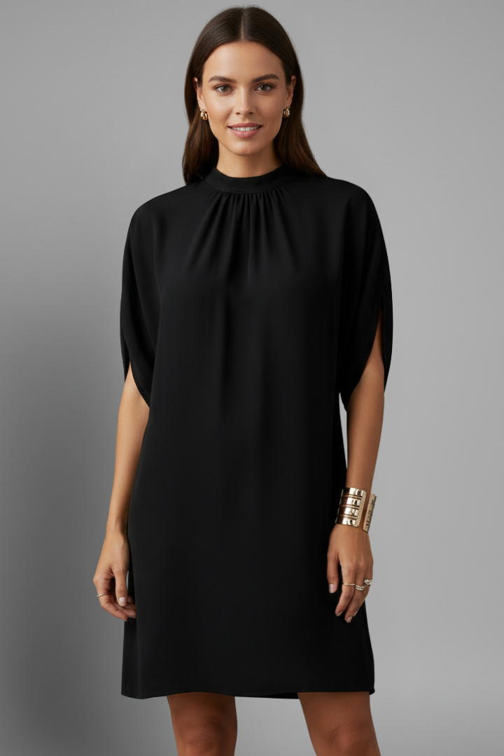 Mujer Vestido Corto con Mock Neck y Split mangas