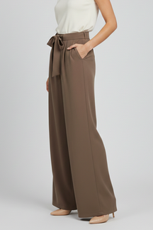 Mujer Palazzo Pantalón con Drawstring cintura y bolsillos laterales