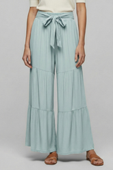 Mujer Palazzo Pantalón con Drawstring cintura y Tiered Legs
