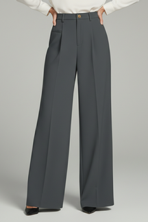 Mujer Palazzo Pantalón con Front Pleats y Back bolsillos